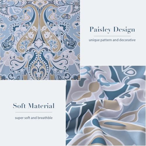50% Off Drucon Blue Paisley Comforter Set Queen, 7-Piece Bedding