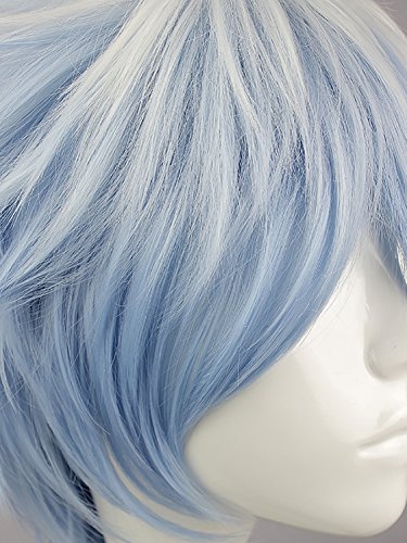 AMYHOME 14'' Lolita Cosplay Costume Wig Short Straight Hair Party Halloween Wig Anime Heat Resistant, Blue - Image 2
