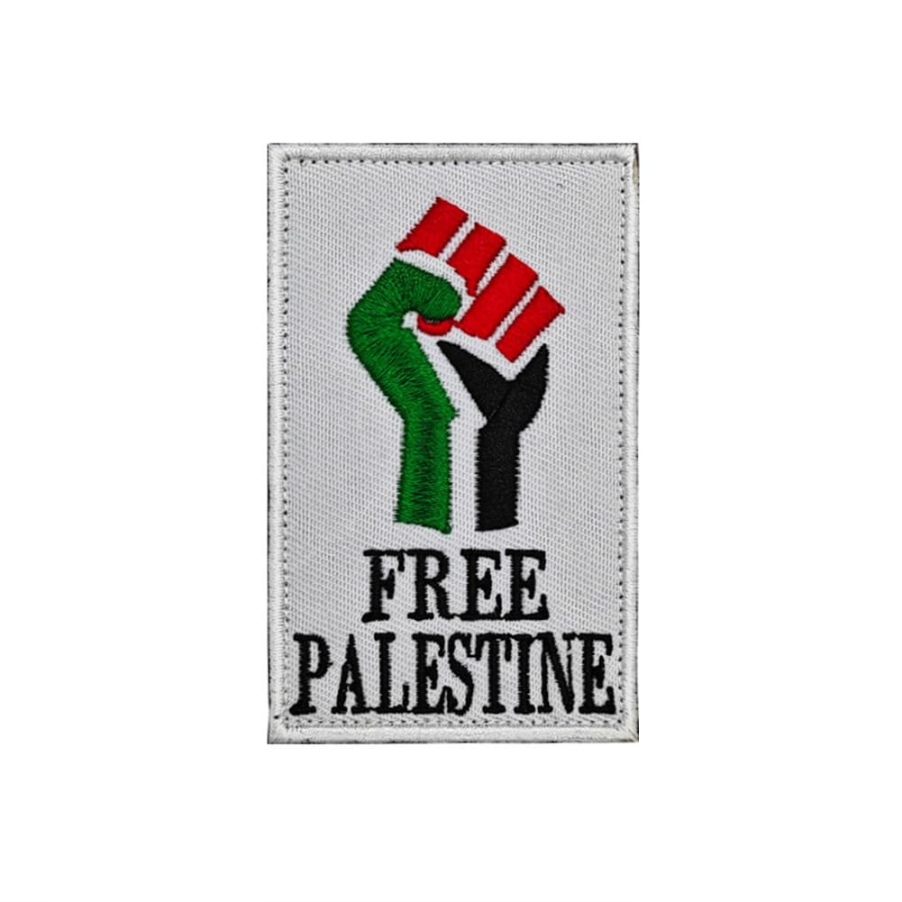 Free Palestine Patch Palestine National Flag Embroidery Patches Badge Square Shape Patch Embroidered Tactical Military Morale Patch with Hook and Loop