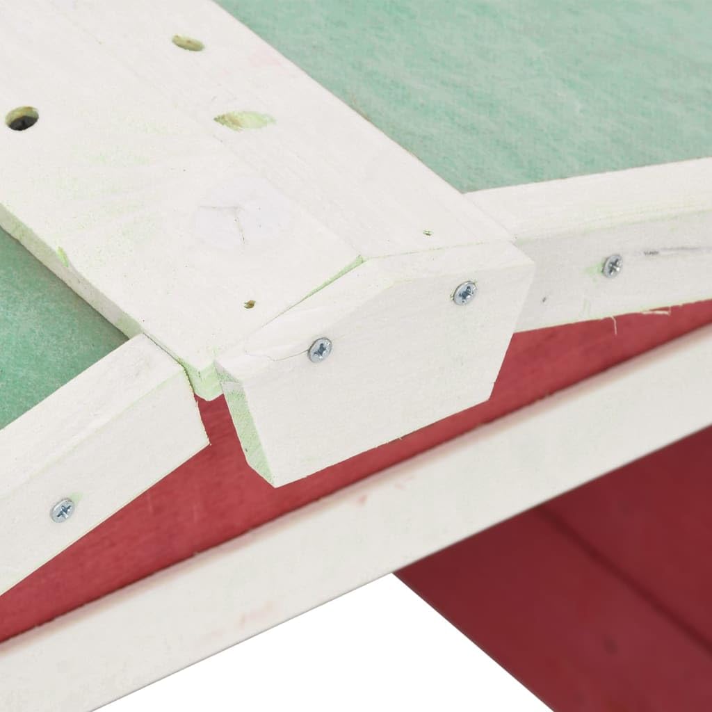 vidaXL Caseta de Cortacésped Robótico Cobertizo Cubierta Cabaña Tejado Refujo Protección Maquinaria Jardín Patio Rojo y Blanco Madera Abeto