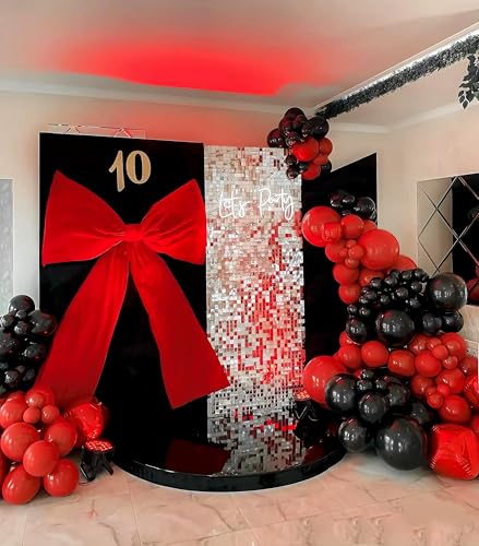 Image of Black and Red Balloon Arch Kit, 114PCS Red and Black Balloons, 4 Sizes Black Red Balloons for Birthday New Year Party Decorations