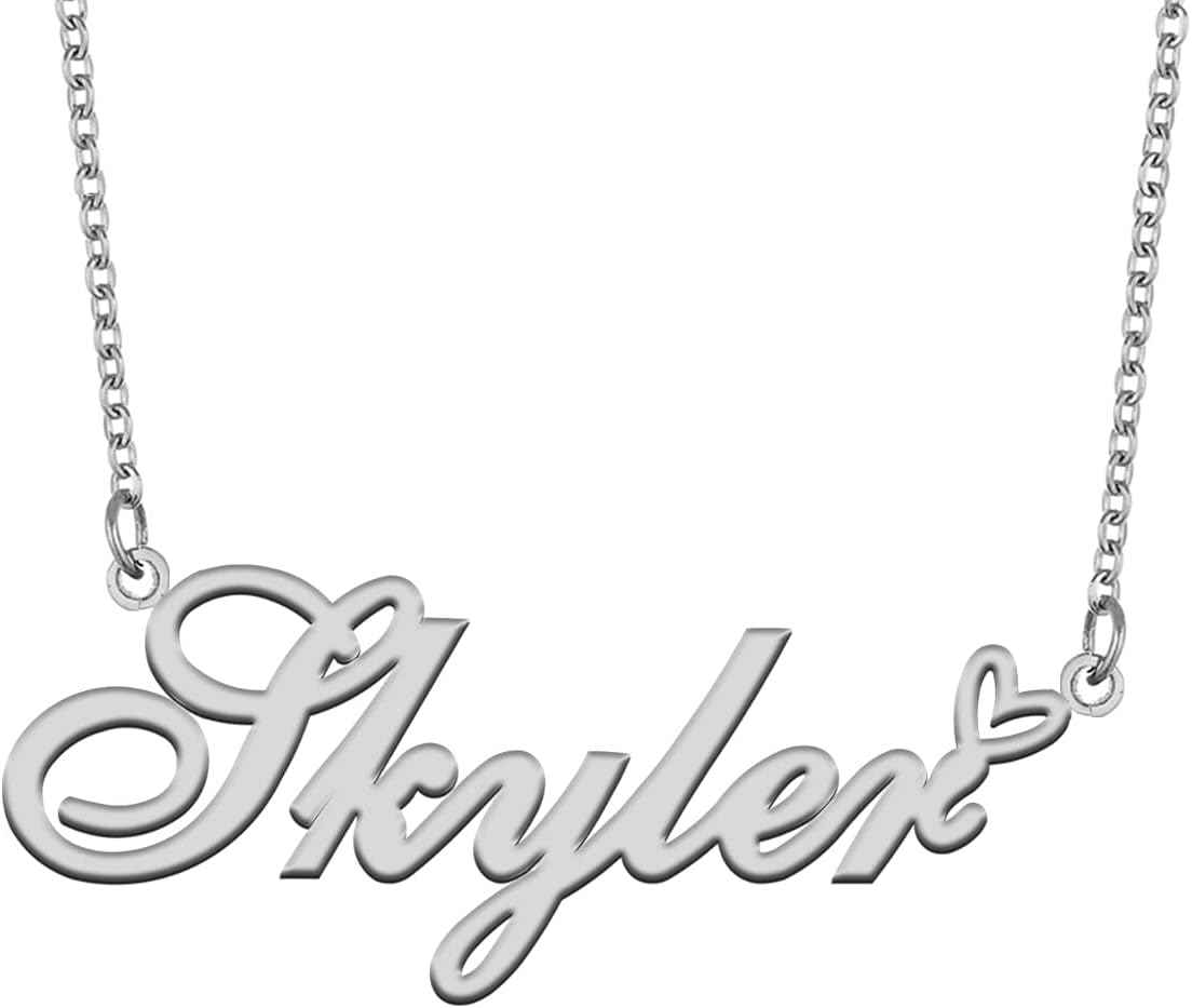 AoloshowPersonalized Heart Name Necklace Custom Any Names Stainless Steel Jewelry for Womens Graduation Gift