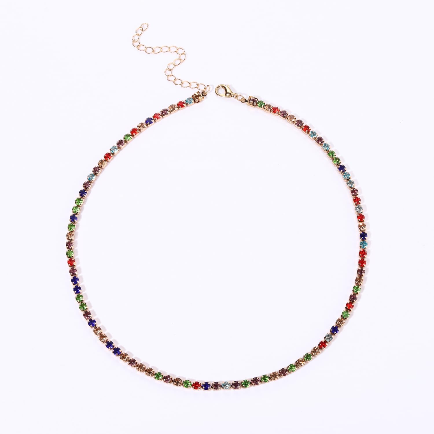 BVGA Dainty Gold Choker Necklace Colorful Heart Gemstone Choker Necklace Gold Plated Snake Chain Necklace Choker Necklaces Set for Women Gifts - Image 5