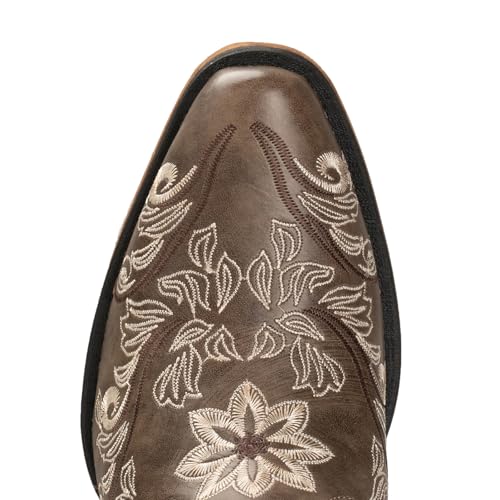 Image of IUV Cowboy Boots For Women Mid Calf Cowgirl Boots Embroidered Pull-On