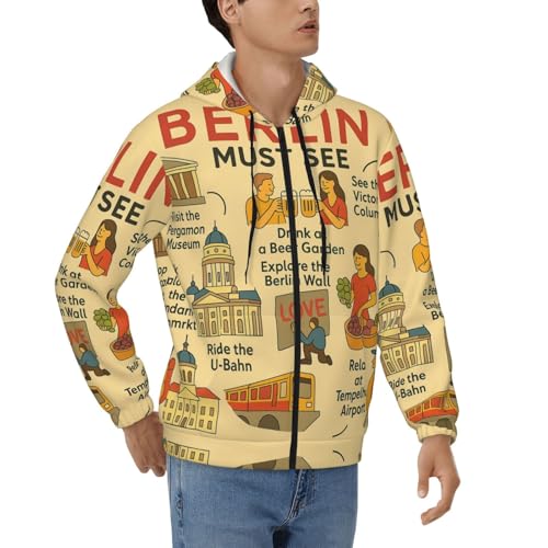 Sweat à capuche thermique zippé Berlin pour homme en coupe ample confortable