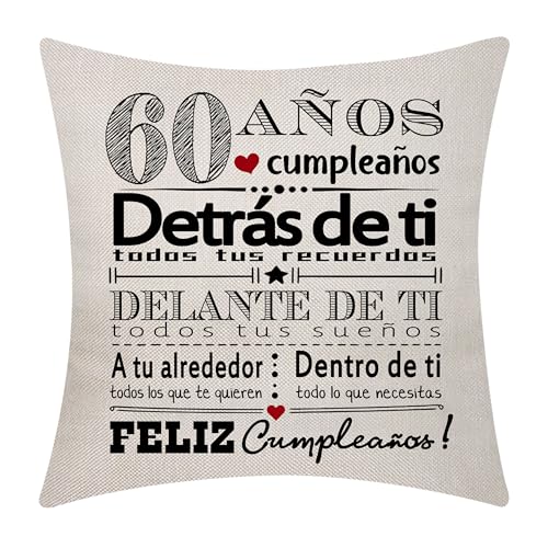 Aocaso Aniversário Presente para Mulheres e Homens: Capas de Almofada para 60 Anos Feliz aniversário Inspirador para Esposa, Marido, Mãe, Pai, Tio, Avô, Avó (60)