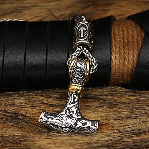 Viking thor hammer mjolnir necklace for men rune amulet noridc jewelry viking gift for men3