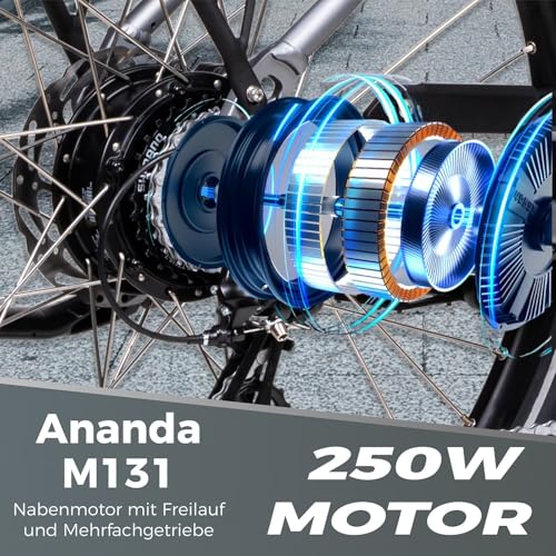 SAXONETTE E Fahrrad Herren 27.5 * 2.35 Zoll mit 36V 13Ah Akku, E Bike Erwachsene mit Hydraulische Scheibenbremse, 7 Gang Kettenschaltung Pedelec mit Federgabel, Gepäckträger für Herren/Männer – Bild 3