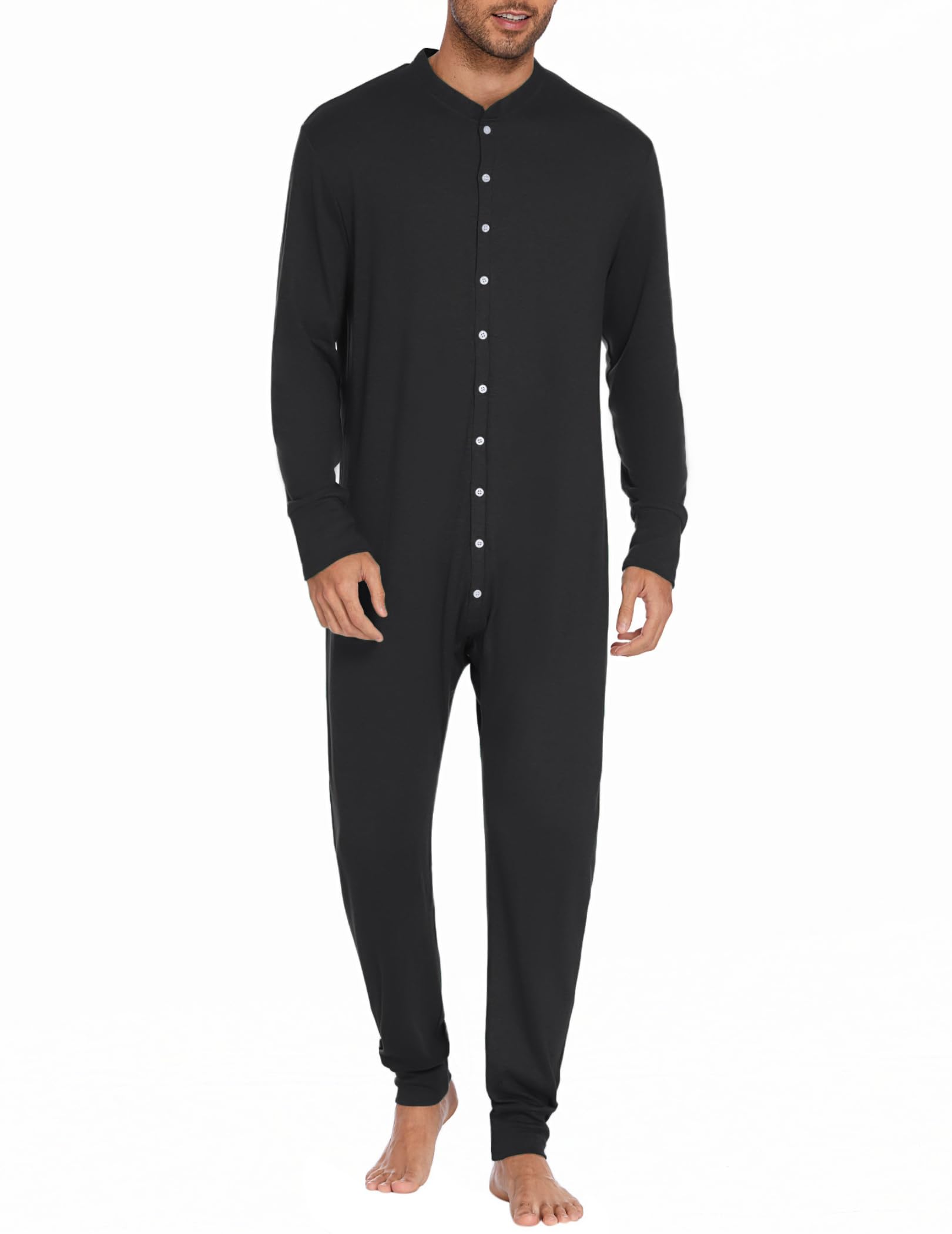 Mens Onesie Pajamas Union Suit Long Johns One Piece Thermal Underwear