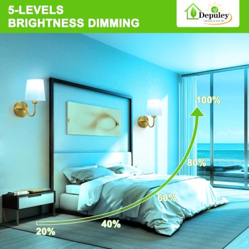 Image of Depuley Battery Operated Wall Sconce: Set of 2 Wireless Wall Lights with Remote Control - Rechargeable 10000mAh RGB Wall Lamp with 15 Colors, Gold Finish for Bedroom Living Room Hallway Home Decor