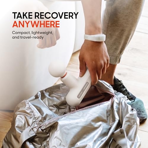 Image of Sharper Image Powerboost Move Aero Massage Gun - Deep Tissue Percussion Massager for Muscle Recovery & Pain Relief, Portable Mini Handheld Massager for Back, Neck & Shoulders, Quiet Travel Design