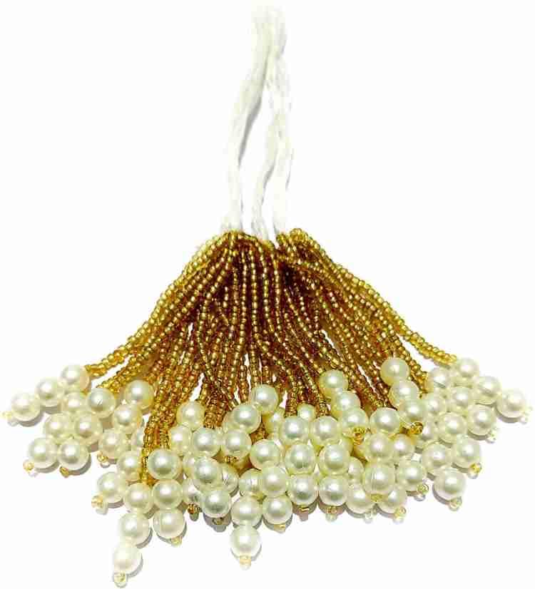 Lacesnmore Golden Latkan for Blouse Cutdana Beads Tessels DIY Craft Tassle, Cutdana latkan for Saree Blouse/Dupatta Corner Hanging toran (10pc) 3
