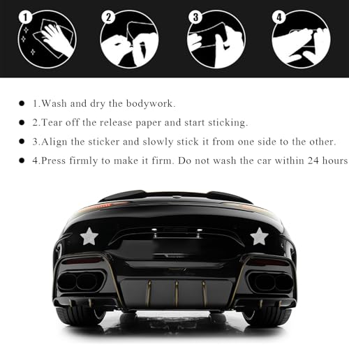 Image of 10PCS Vinyl Decal for Cars, High Intensity Reflective Sticker Night Safety Sign Bumper Decals, Waterproof Grid Vinyl Stickers Scratch Cover for Auto Window Laptop (Star, White)