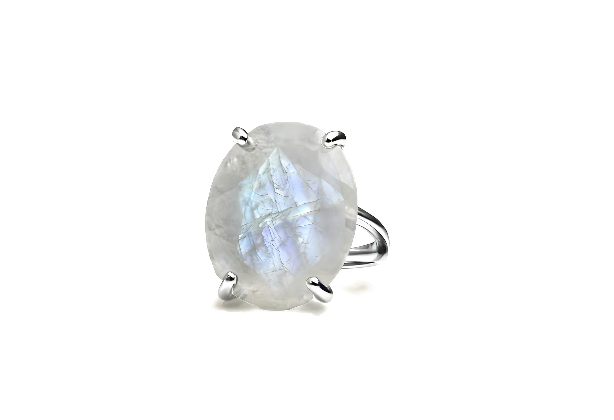 Anillo de Piedra Lunar Grande de Ensueño - Anillo de Cristal Ovalado en Oro de 14k - Joyería de Piedra de Nacimiento de Junio para Mujeres - Anillos Hechos a Mano para Compromiso de Boda de Moda