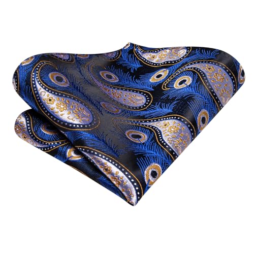 Image of Hi-Tie Mens 70inches Tie Set Extra Long Necktie for Men Cufflinks Handkerchief Big Tall Men Business Wedding