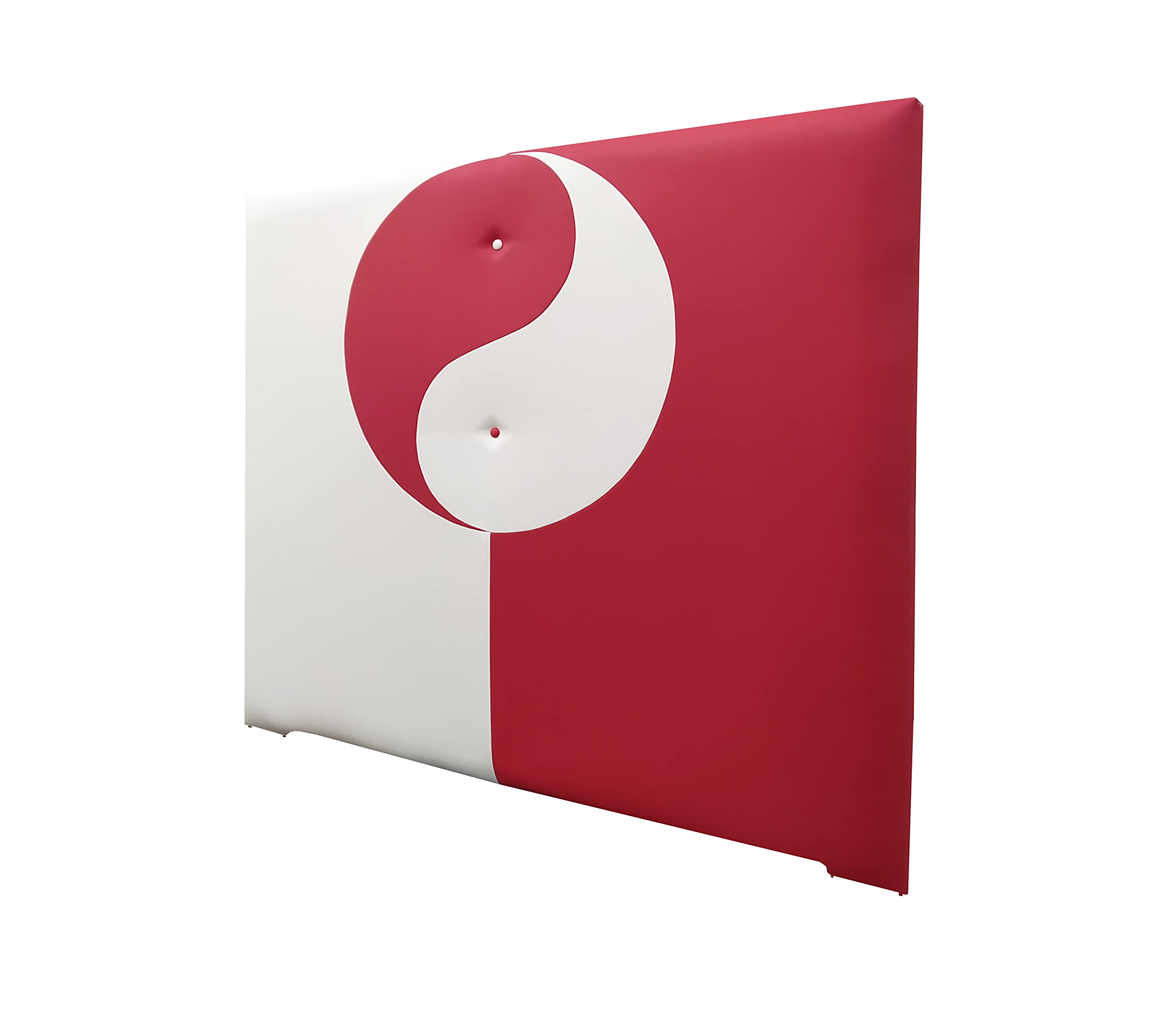 ONEK-DECCO Cabecero de Cama en Polipiel Mod.Yin Yang Largo, Acolchado de Espuma,Cabezal niños,Juvenil y Cama Matrimonio Altura 125 cm.(apoyado en el Suelo) (Blanco-Morado, 150x125)