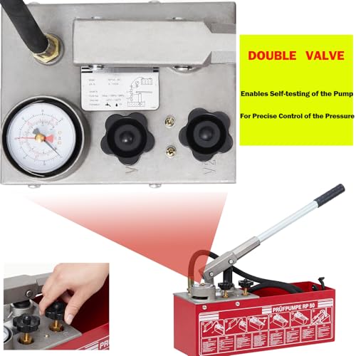 Image of GarveeTech Hand Pressure Test Pump, 50 Bar Hydraulic Test Pump 762PSI with 3.2 gal Tank, for Pipeline Pressure Container Irrigation Firemen, 45 ml 1 /2 in BSP for Pipeline Fluid Pressure Testing