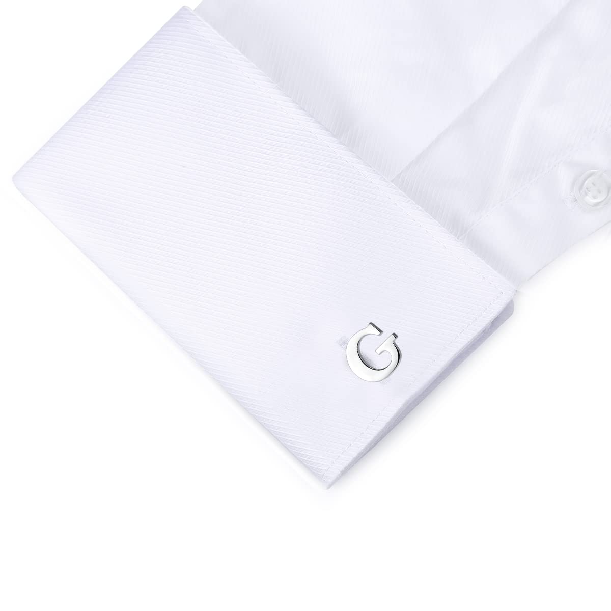 HONEY BEAR Gemelos Camisa de hombre de metal, Acero inoxidable,Nombre Carta Letra Iniciales A-Z,plata (1 par G)