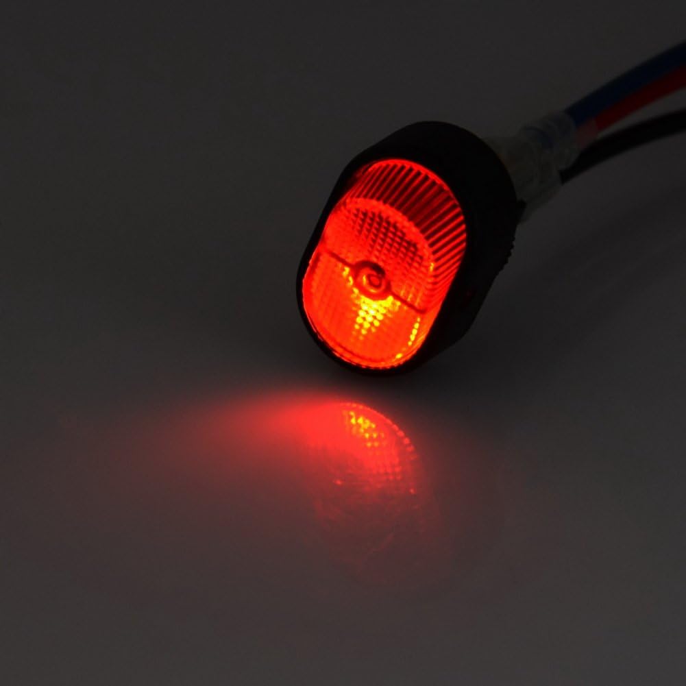 12V 30A Waterproof LED Rocker Switch - SPST 3-Pin Toggle Power Switch for Car, Boat, Motorcycle, Marine, ATV, Bus - Red Light on Off