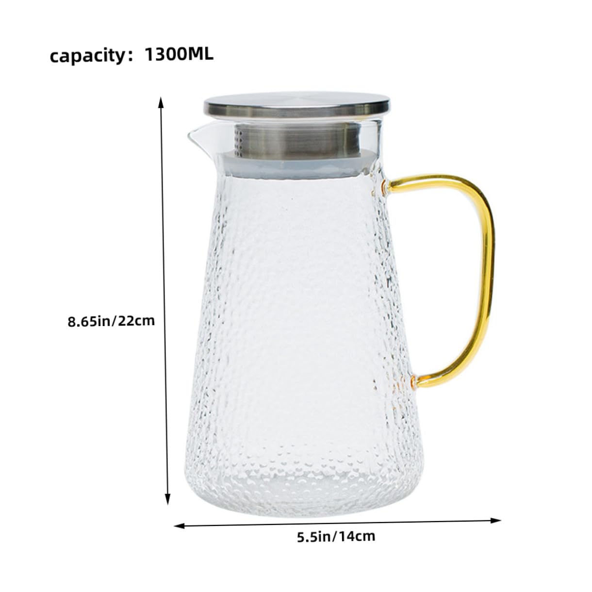 Botella de Agua Fría de Vidrio Jarra para Jugos de Jarra para Agua Tapa de Acero Inoxidable Hogar