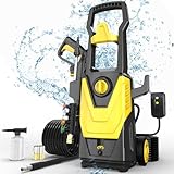 AgiiMan Electric Pressure Washer, 4000PSI Max 2.8 GPM Power Washer Electric Powered with 20FT Hose, 4 Nozzles, Foam Cannon, High Pressure Cleaner Machine for Cars,Patios,Furniture,Driveways, Yellow