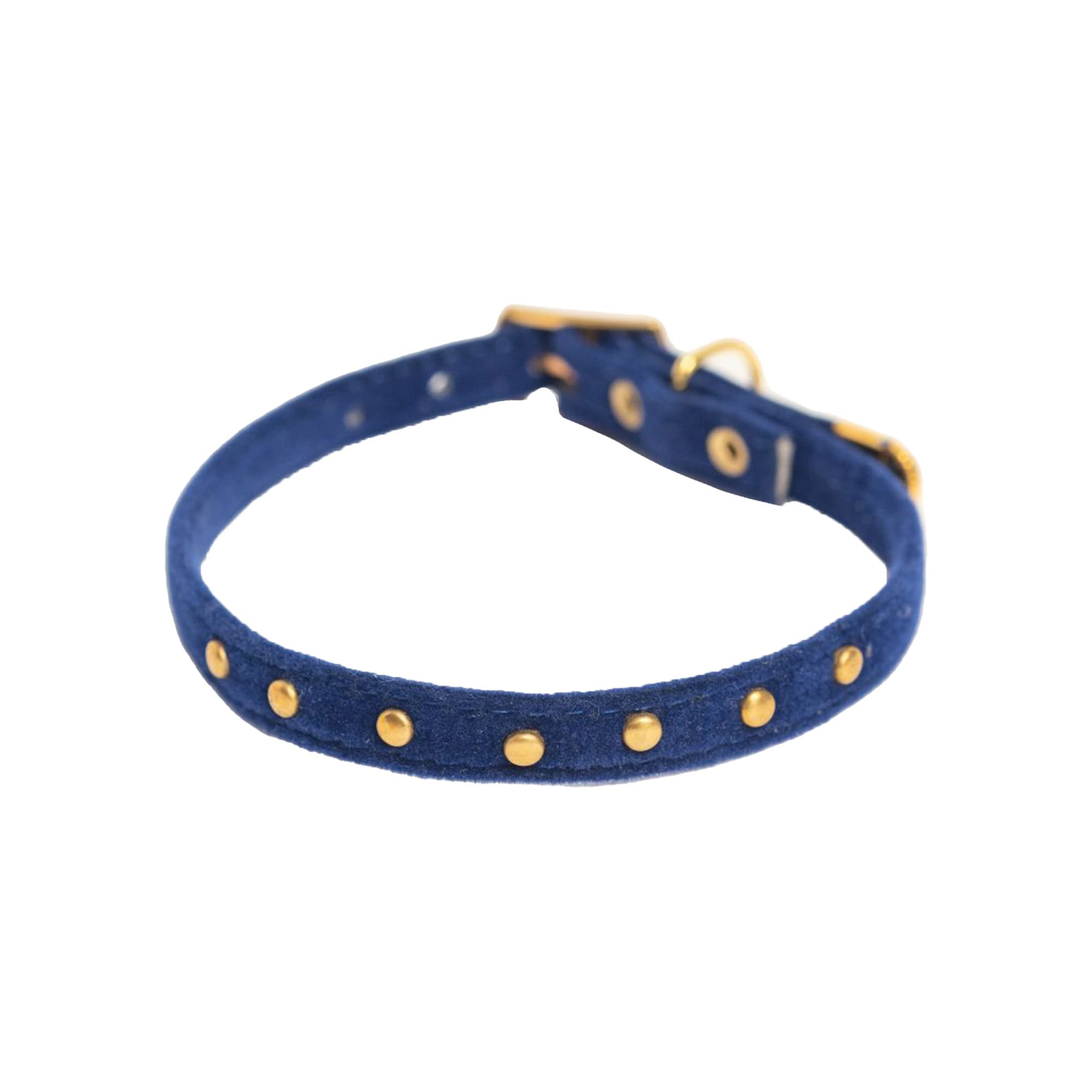 Katzenhalsband, Samt mit goldenen Messingelementen, Quantenenergie & Heilfrequenzen, blau, für Katzen