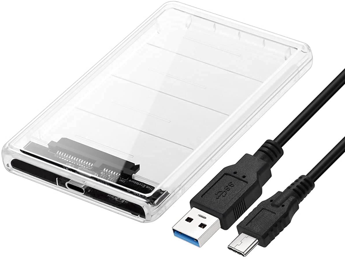 NSinc - Case Cover Box 2.5 Inch External Hard Drive Enclosure Casing, SATA III to USB Type-C for HDD/SSD with 3.1 Cable, Transparent Design, Supports UASP and up to 2TB (Clear) (B09LDDYSB2) Amazon Price History, Amazon Price Tracker