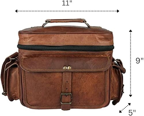 Miniatura 3 de Bolso bandolera de cuero para cámara – Bolsa de hombro vintage para cámara DSLR, Canon, Nikon, Fuji - Viaje, bolsa de fotografía portátil, Marrón,