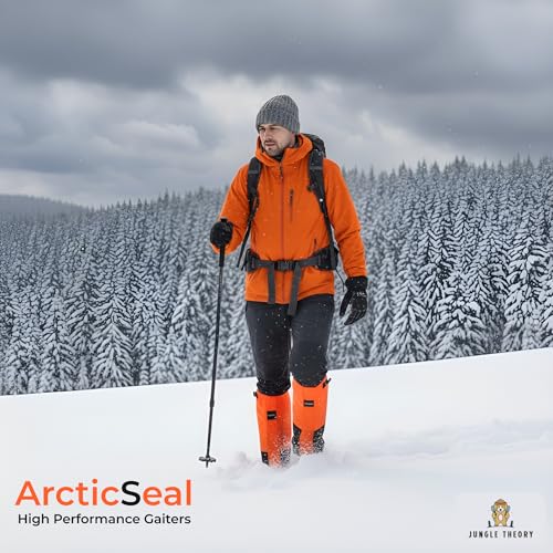 Image of ArcticSeal Snow Gaiters for Hiking & Trekking - Waterproof Leg Gaiters for Snow, Rain & Mud, Windproof Outdoor Boot Covers for Mountaineering, Camping & Winter Travel (Black Blizzard)