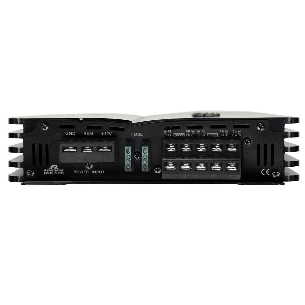 KIT SET PER RENEGADE RXA1500 RXA 1500 1 amplificatore nero 5 canali classe a/b 4 x 100 + 1 x 350 watt rms 4 x 200 + 1 x 700 watt max 1500 watt max per auto car, 1 pezzo + 3 sticker omaggio
