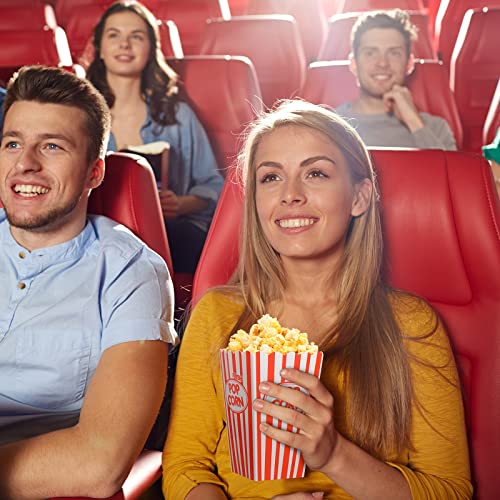 Image of Xinnun 100 Pcs Popcorn Boxes 32 oz Classic Stripe Paper Popcorn Buckets Bulk Disposable Oil Proof Container Vintage Retro Open Top Holders for Movie Night Supply Theater Carnival Party(Red)