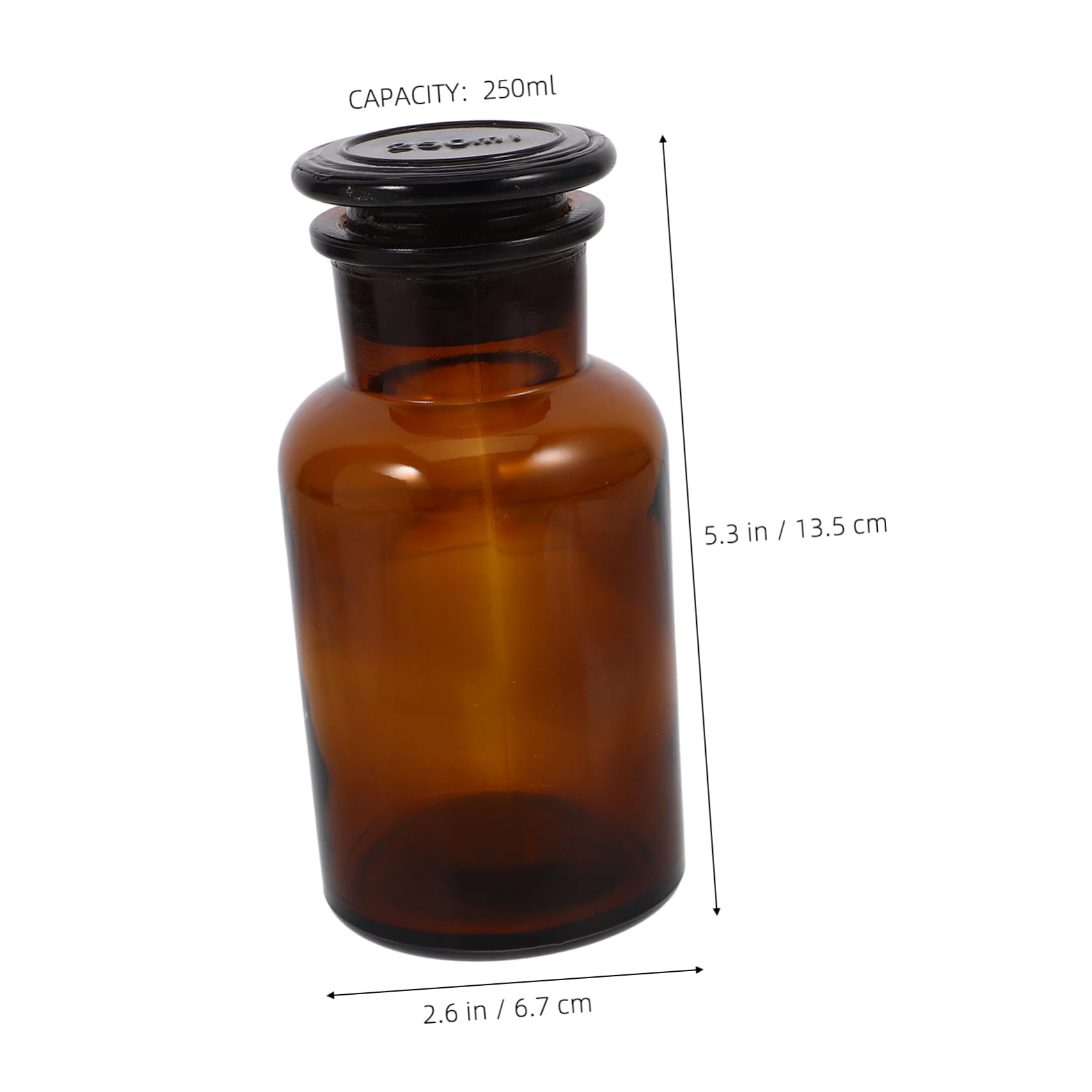 STOBAZA Wide Mouth Scientific Glass Bottles 250ml Lab Bottles Graduated Storage Jars Uv Protected Lab Safe