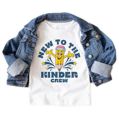 New To The Kinder Crew Kids Shirt - Back To Elementary School Retro Pencil Outfit - Cute Gift For First Day Of Kindergarten Announcement - Natural Toddler & Youth T-Shirt3