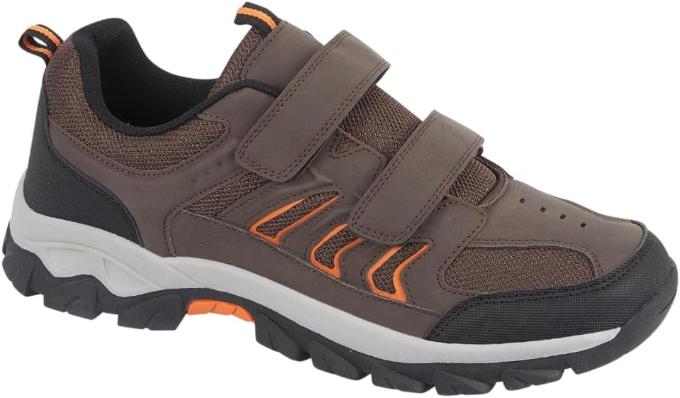 Mens Wide Breathable Hiking Sneakers Lace Up Padded Collar, Brown