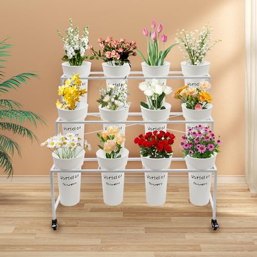 Étagère à 3 niveaux pour magasin de fleurs, salon et décoration de jardin
