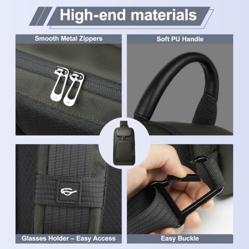 Image of hk Sling Bag for Man, Waterproof Utility Crossbody Bag | with Anti-theft Pocket for Men, Sling Backpack for Daily Commute, Work, College, 14 * 7.8 * 4.5 inches,Green