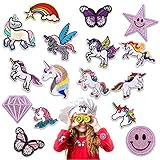 🦄【Einfach zu Bedienen】Einfach aufbügeln oder aufnähen. Legen Sie einfach die patch aufbugeln auf die Kleidung und drücken Sie sie etwa 20 bis 30 Sekunden lang mit dem Bügeleisen. Diese patches können flecken und löcher in der kleidung perfekt reparieren.