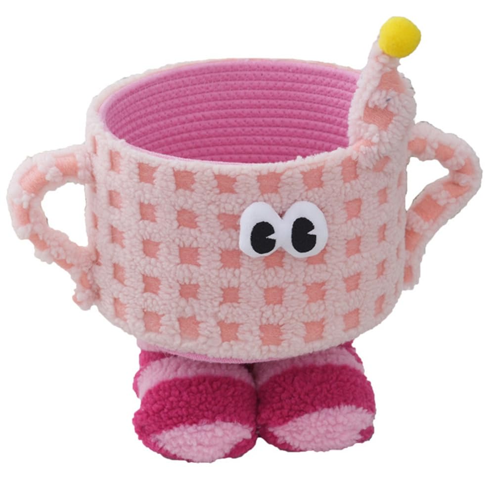 CTRLZS Woven Storage Basket Cartoon Storage Basket Snack Toy Storage Bag Cute Home Decoration Pink