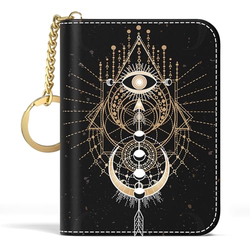 Image of Aiawoxc Credit Card Holder, Small RFID Wallet Slim Leather Card Organizer Case with Zipper and Keychain, Mysterious Cosmic Galaxy