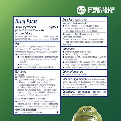 Mucinex DM 12Hr Chest Congestion & Cough Medicine For Adults, Cold And Cough Medicine for Excess Mucus Relief, 600 mg Guaifenesin & 30 mg Dextromethorphan HBr, 40 Bi-Layer Tablets - image 6