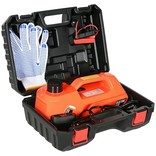 DURHAND Kit de Gato Eléctrico para Coche 12V Kit de Elevación de Coche 5 Toneladas de 15,5-45 cm Reparación de Neumáticos de Emergencia para Automóvil SUV Sedán 40x27,5x18 cm Naranja