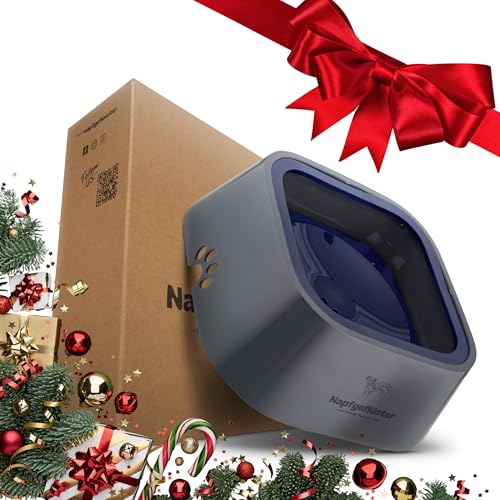 Napfgeflüster® Bella – Auslaufsicherer Wassernapf für Hunde & Katzen – 1L Anti-Schlabber Trinknapf mit Schwimmdeckel – rutschfest, Reisegeeignet & leicht zu reinigen