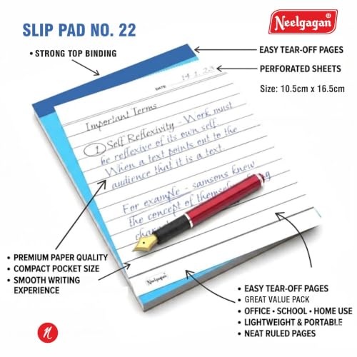 Image of NEELGAGAN Slip Pad No.22 (Type: Ruled with 80 Sheet 160 Pages) Pack of 15