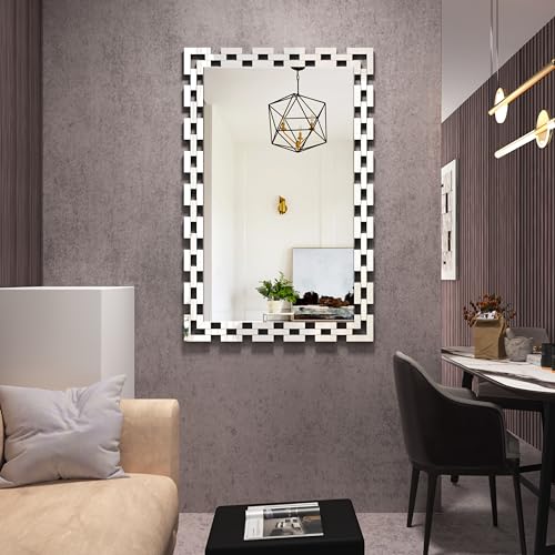 Image of Wall Mirror Decorative - 30 * 46 Inch Large Rectangular Decorative Mirror for Living Room, Modern Accent Glass Wall Mirror for Bedroom, Office
