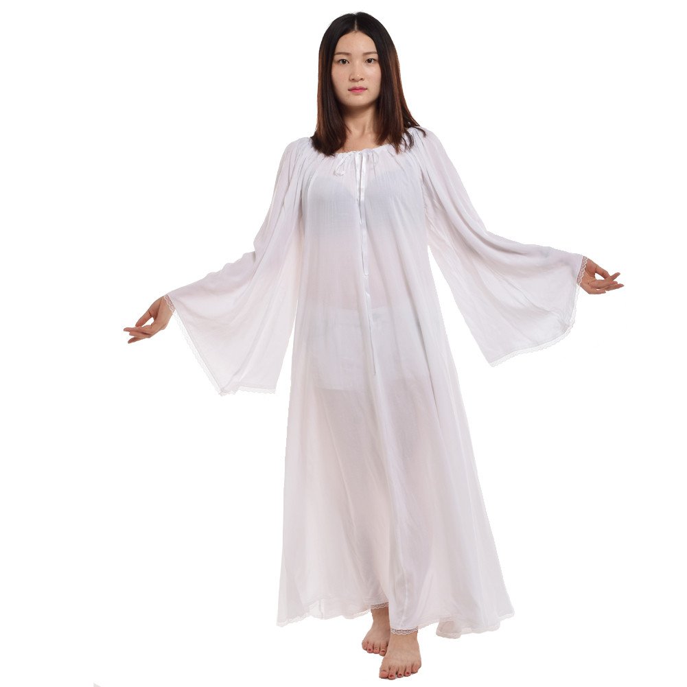 Blessume Women's White Medieval Renaissance Dress Faire Celtic Chemise Under Dress (, Xl)
