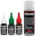 XAiOX Sekundenkleber Set - dünnflüssigen, mittelflüssig, dickflüssig in UV-Protect Flaschen und Aktivator Spray