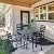 VINGLI 5-Piece Outdoor Dining Set, Metal Patio Dining Set for 4, Square Dining Table with Umbrella Hole & 4 Stackable Patio Chairs for Porch, Deck and Backyard