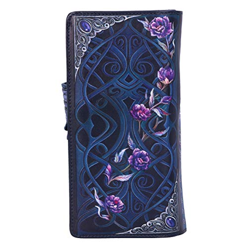 Nemesis Now Ravens Flight Black Wing Floral Embossed Purse, Hand-Painted Gothic Wallet, Folklore-Inspired Design, Multiple Card Slots, 18.5cm3