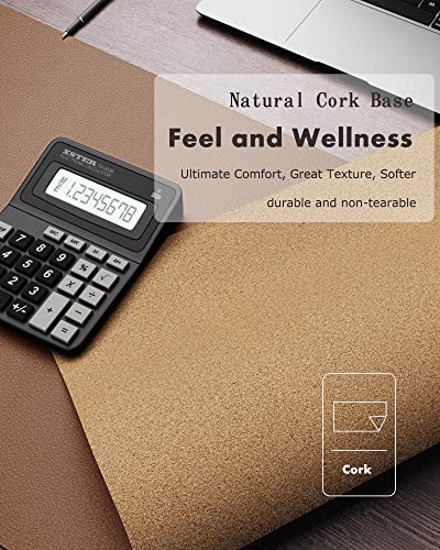 Image of YSAGi Double-Sided Desk Pad, Leather Desk Mat, Eco Cork Desk Pad Protector,Large Mouse Pad,Waterproof Desk Blotter for Office /Home (Coffee+Cork, 47.2 inch x 23.6 inch)