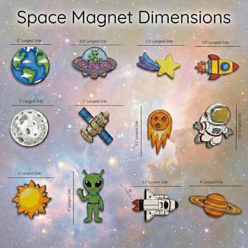 Image of ImagiVibe Paint Your Own Space Theme Fridge Magnets Kit for Kids | 12 MDF Cutouts DIY Painting Activity with Colours & Brush | Creative Screen-Free Art & Craft Kit | Made in India (Space)